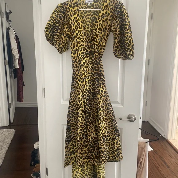Dresses Ganni Leopard Print Wrap Dress Poshmark